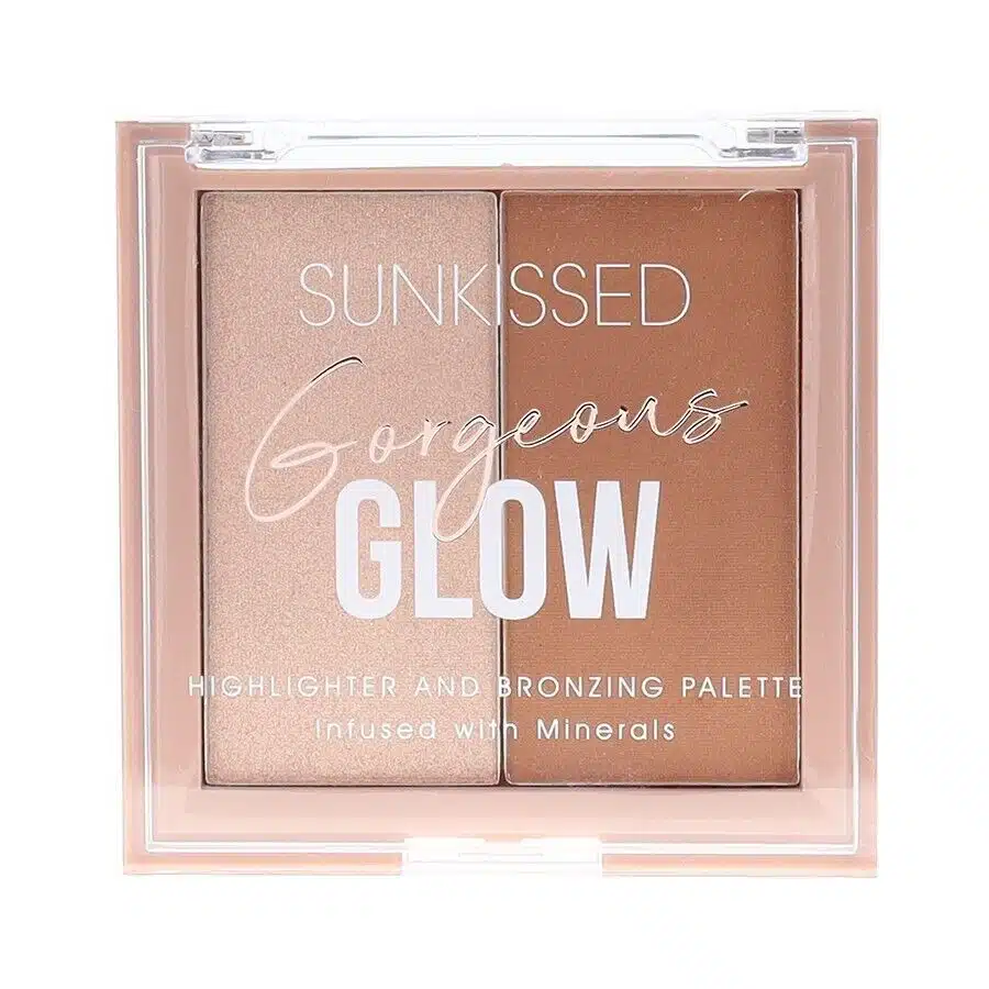 sunkissed gorgeous glow highlighter and bronzer palette