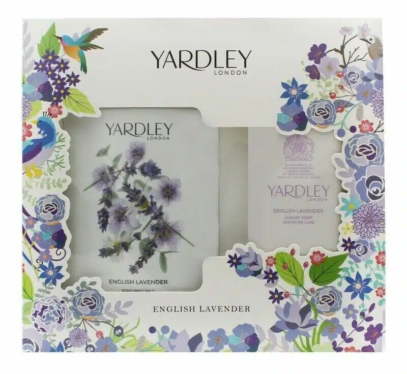 yardley english lavender gift set 200g perfumed talc 100g fragranced soap