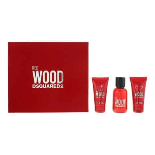 DSQUARED² RED WOOD GIFT SET 50ML EDT + 50ML BODY LOTION + 50ML SHOWER GEL.